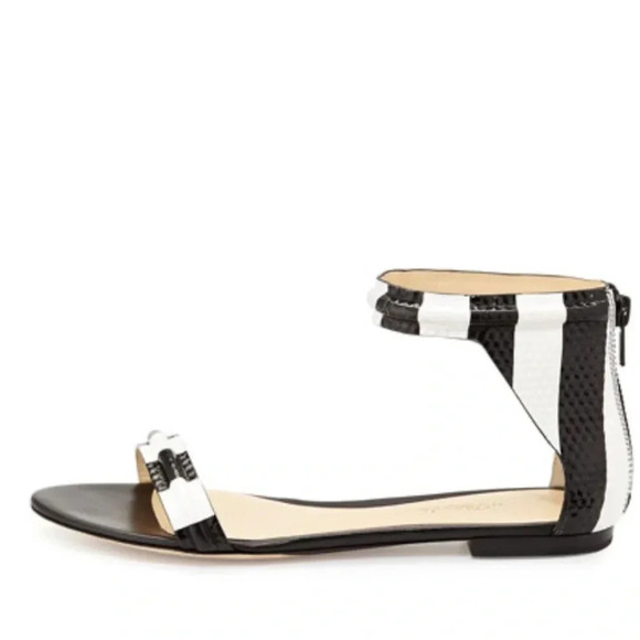 3.1 Phillip Lim Martini Ankle-Wrap Sandal, Black/White size 39​​​ - Picture 1 of 2